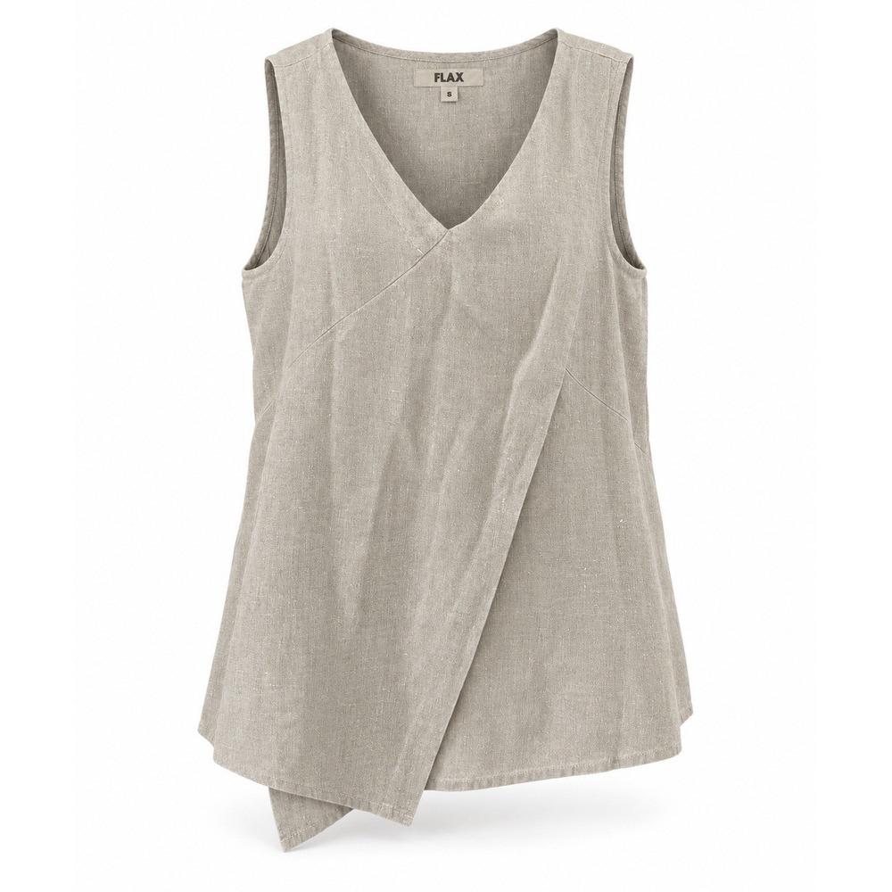 FLAX 100% Linen Womens Sz S Tan Sleeveless Tank Top Lagenlook